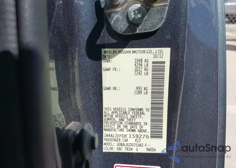 2013 Nissan Altima 2.5 S z USA, uszkodzony, nr VIN 1N4AL2EP1DC159276